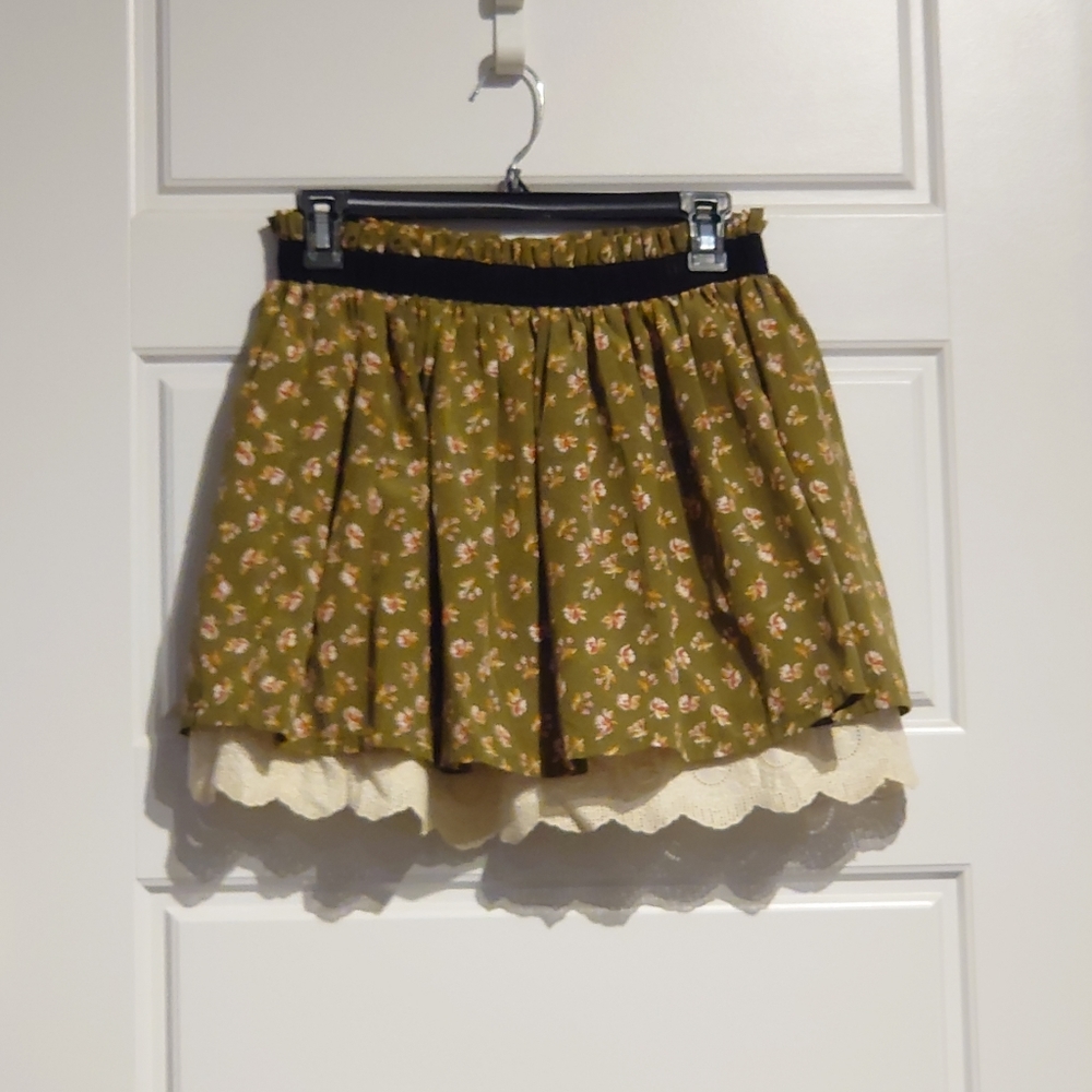 Floral print A line midi skirt
